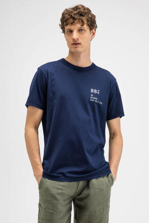 regular fit T-shirt met backprint - donkerblauw