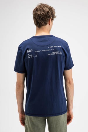 regular fit T-shirt met backprint - donkerblauw