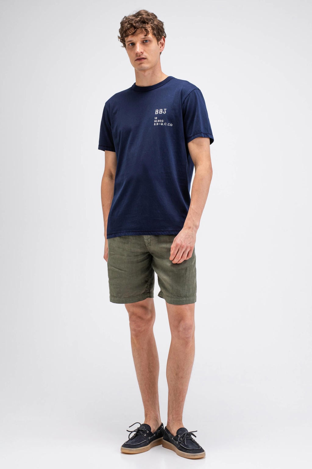 Donkerblauwe heren Butcher of Blue regular fit T-shirt van katoen met korte mouwen en ronde hals