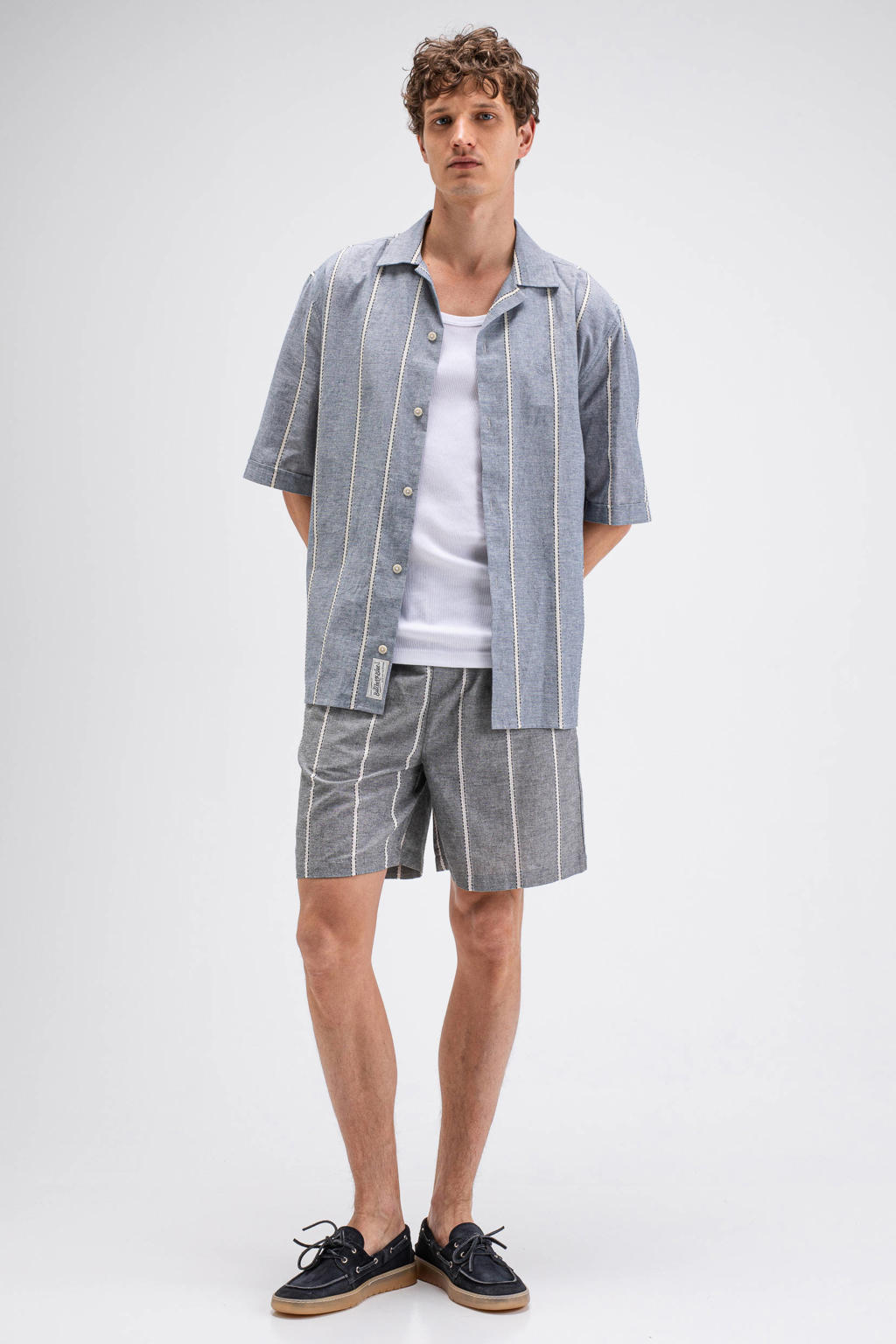 Butcher of Blue regular fit gestreept overhemd - alaska blauw