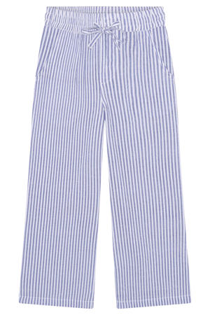 wide leg regular waist gestreepte casual broek paars met textuur
