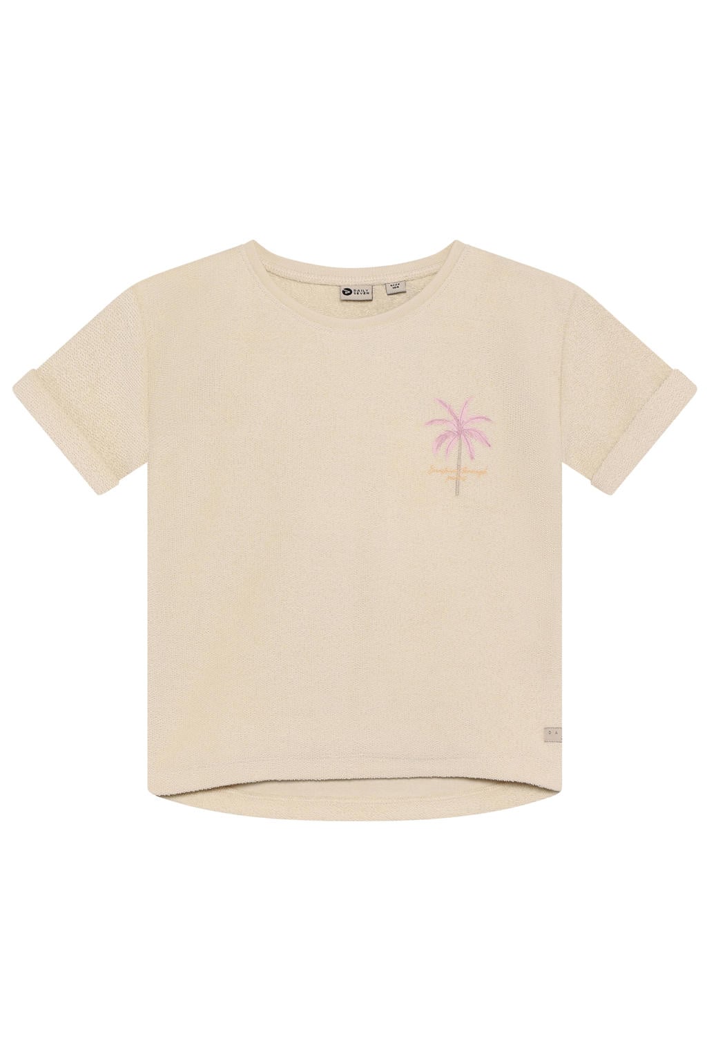 Beige meisjes Daily7 T-shirt van katoen met backprint, korte mouwen en ronde hals