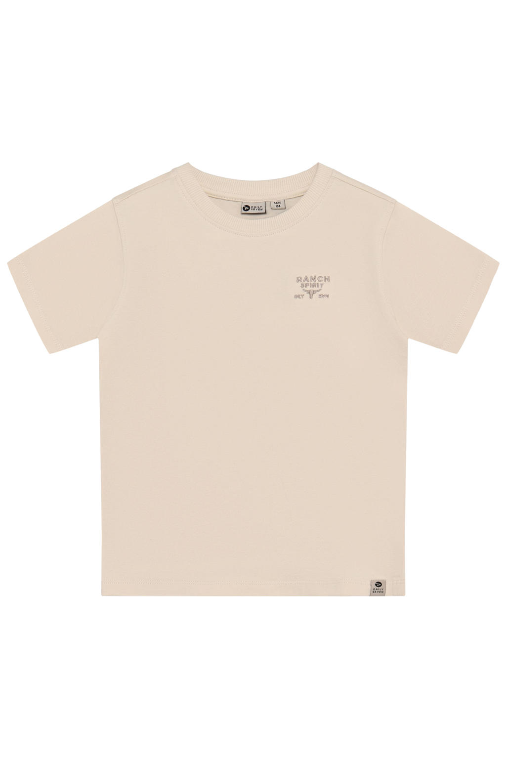 Beige jongens Daily7 T-shirt van stretchkatoen met printopdruk, korte mouwen en ronde hals
