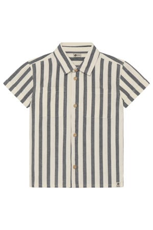 gestreept casual overhemd beige