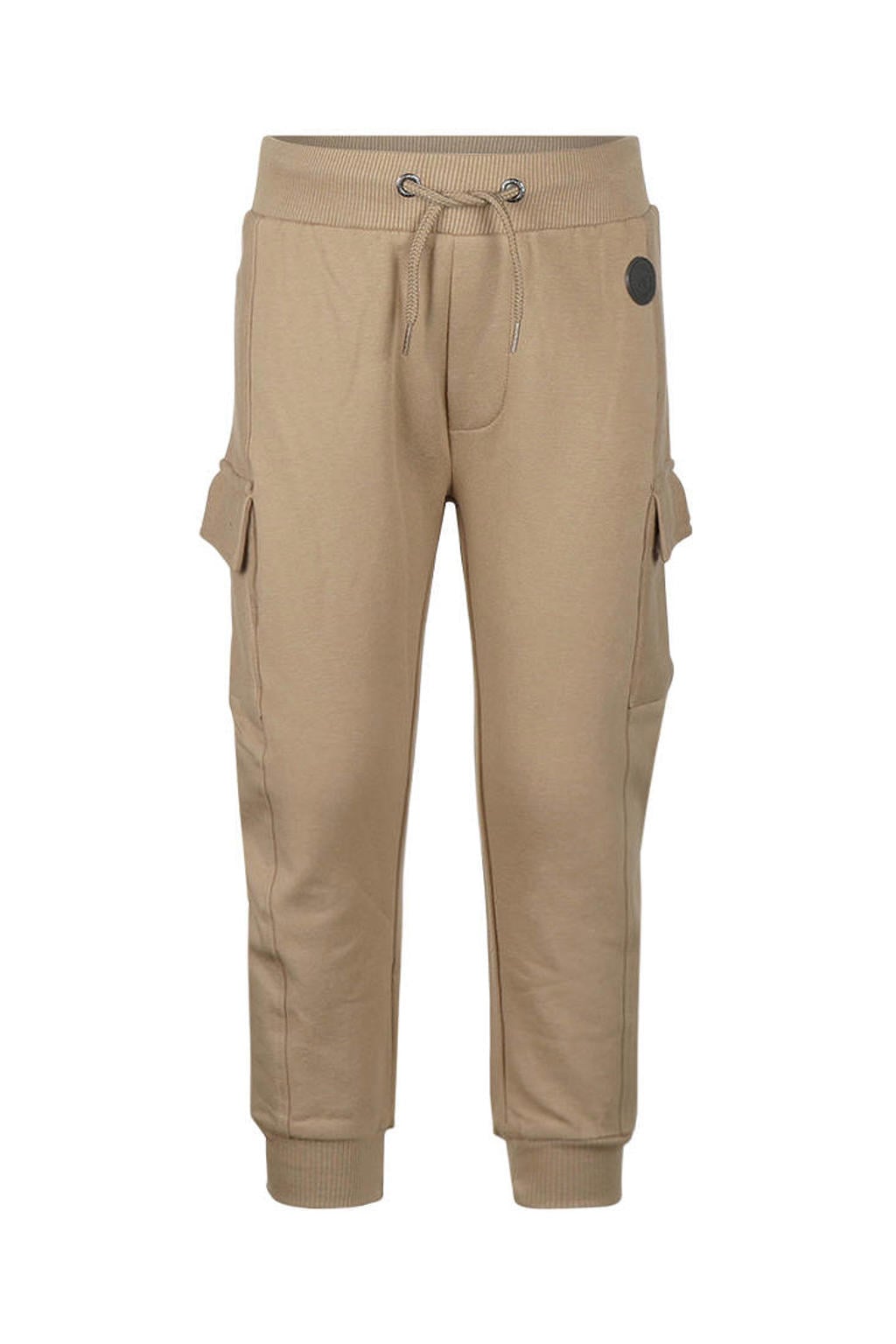 Zandkleurige jongens Koko Noko loose fit cargobroek van sweat materiaal met regular waist, elastische tailleband en effen