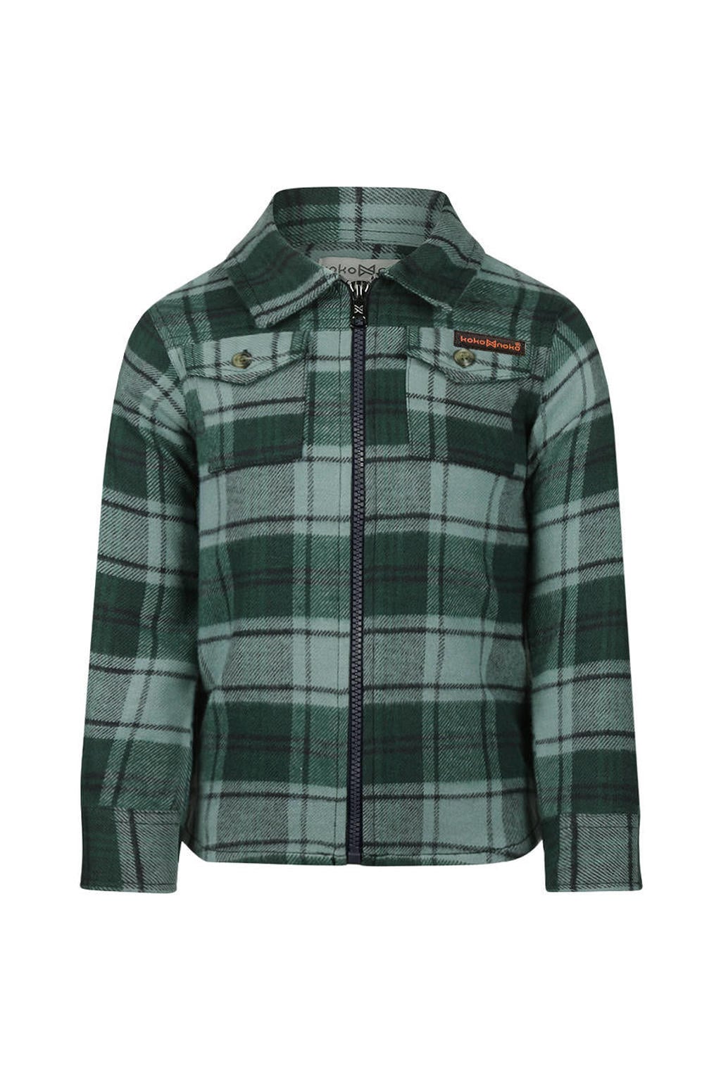 Groen en lichtgroene jongens Koko Noko geruit overshirt van katoen met lange mouwen en klassieke kraag
