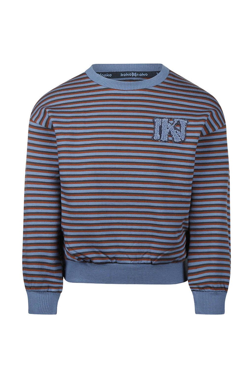 Koko Noko rechtvallende gestreepte sweater - blauw/zwart/rood