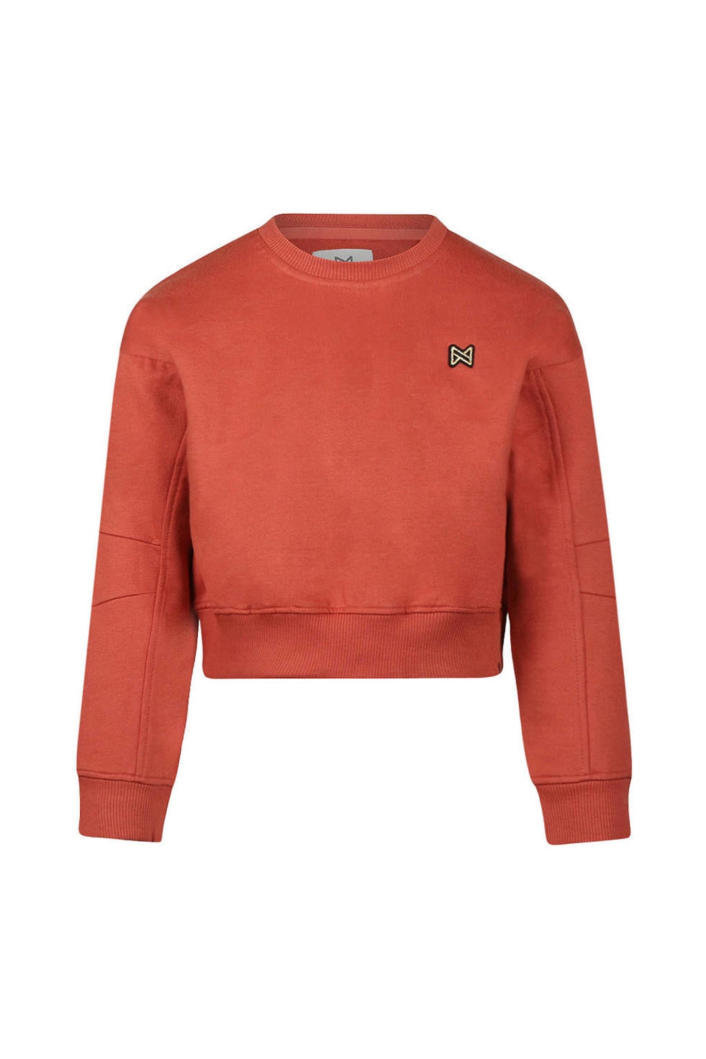 Rode meisjes Koko Noko rechtvallende sweater met effen, lange mouwen, ronde hals, drukknoopsluiting en geribde boorden