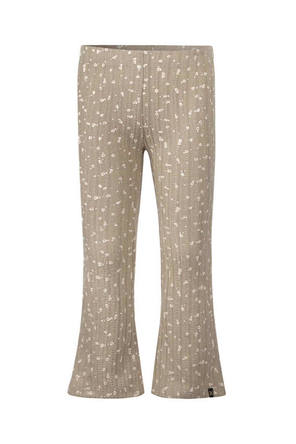 Zandkleurige meisjes Koko Noko flared tregging van polyester met regular waist en elastische tailleband