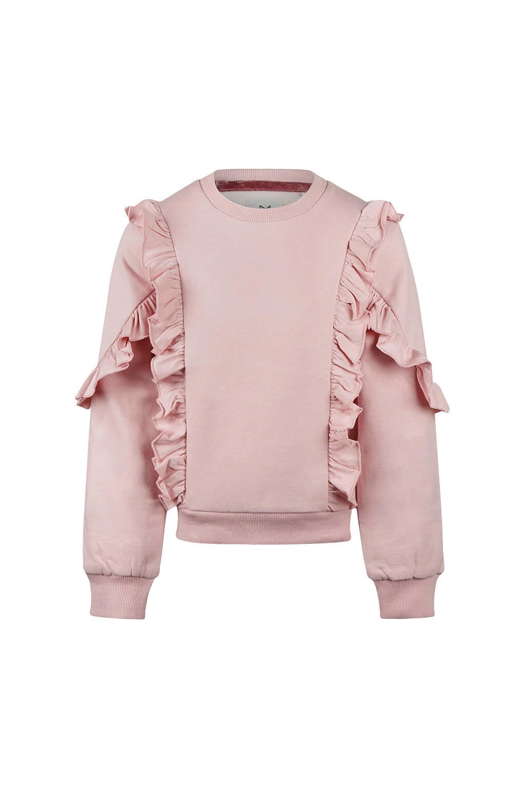 Roze meisjes Koko Noko rechtvallende sweater met effen, lange mouwen, ronde hals, drukknoopsluiting en geribde boorden