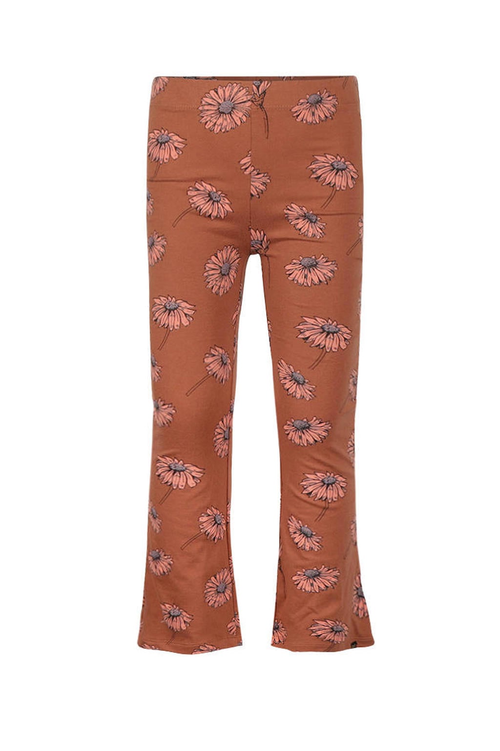 Bruine meisjes Koko Noko flared gebloemde legging van stretchkatoen met regular waist en elastische tailleband