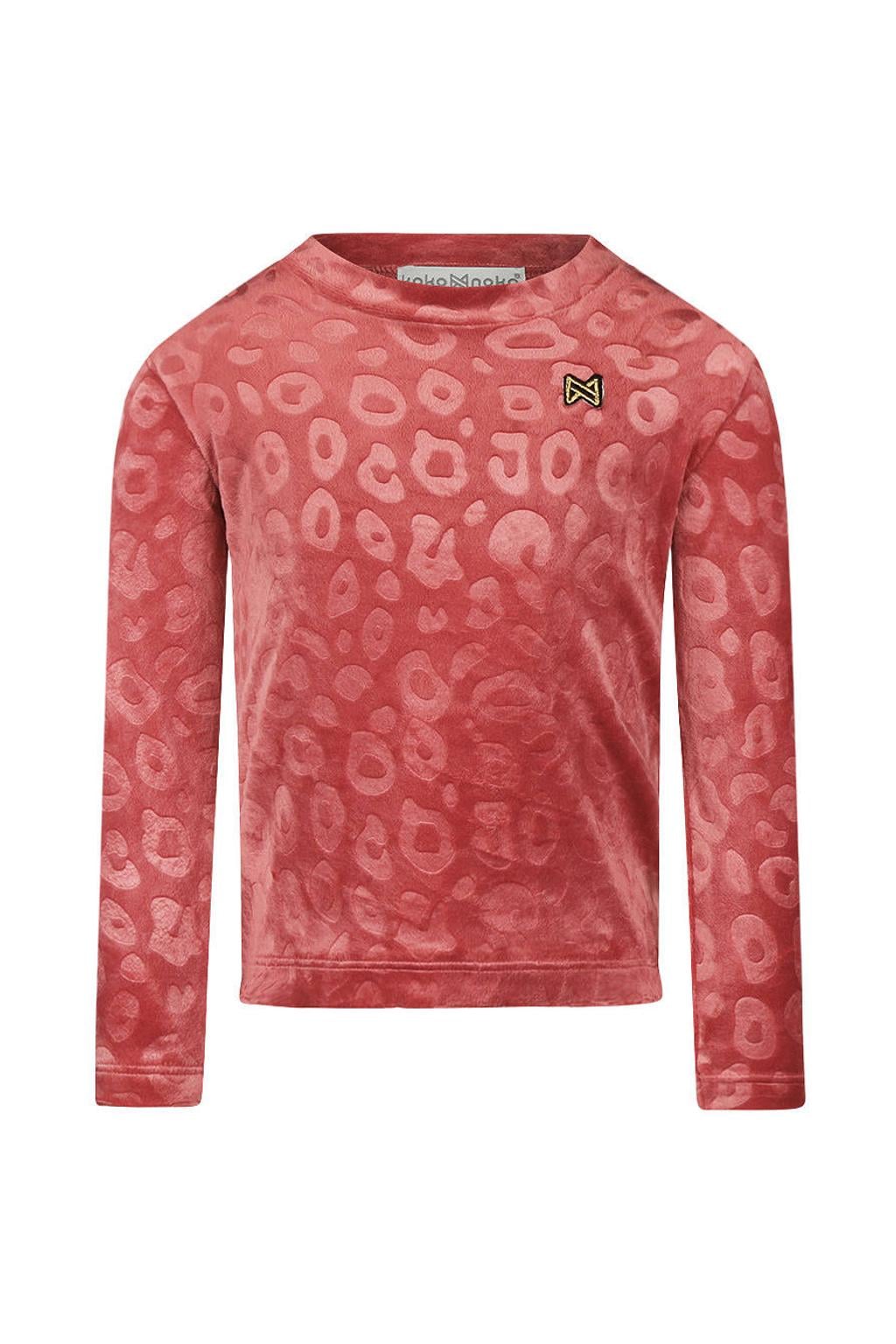Koko Noko fluwelen rechtvallende longsleeve met print - rood
