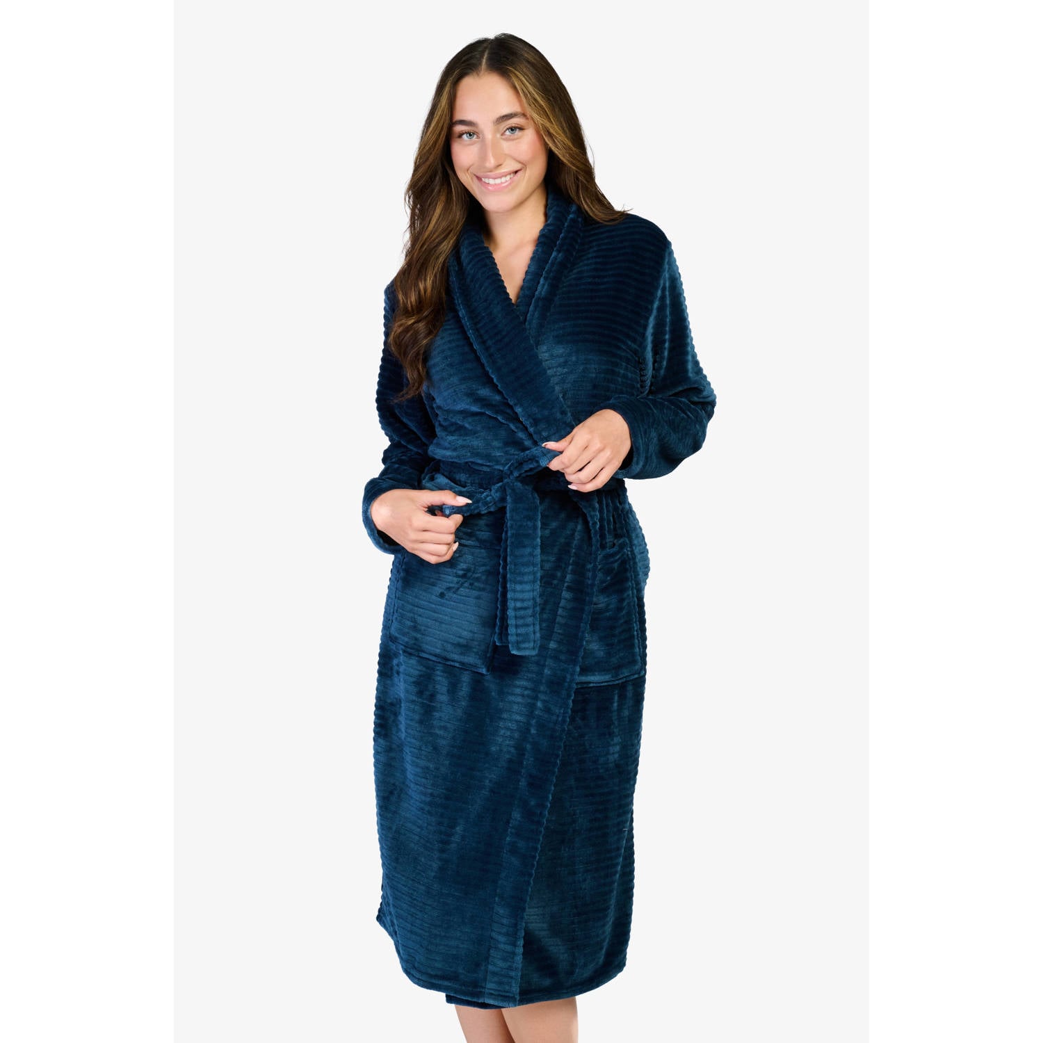 Ten Cate fleece badjas donkerblauw