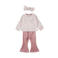 Dirkje longsleeve + broek + haarband met print - roze