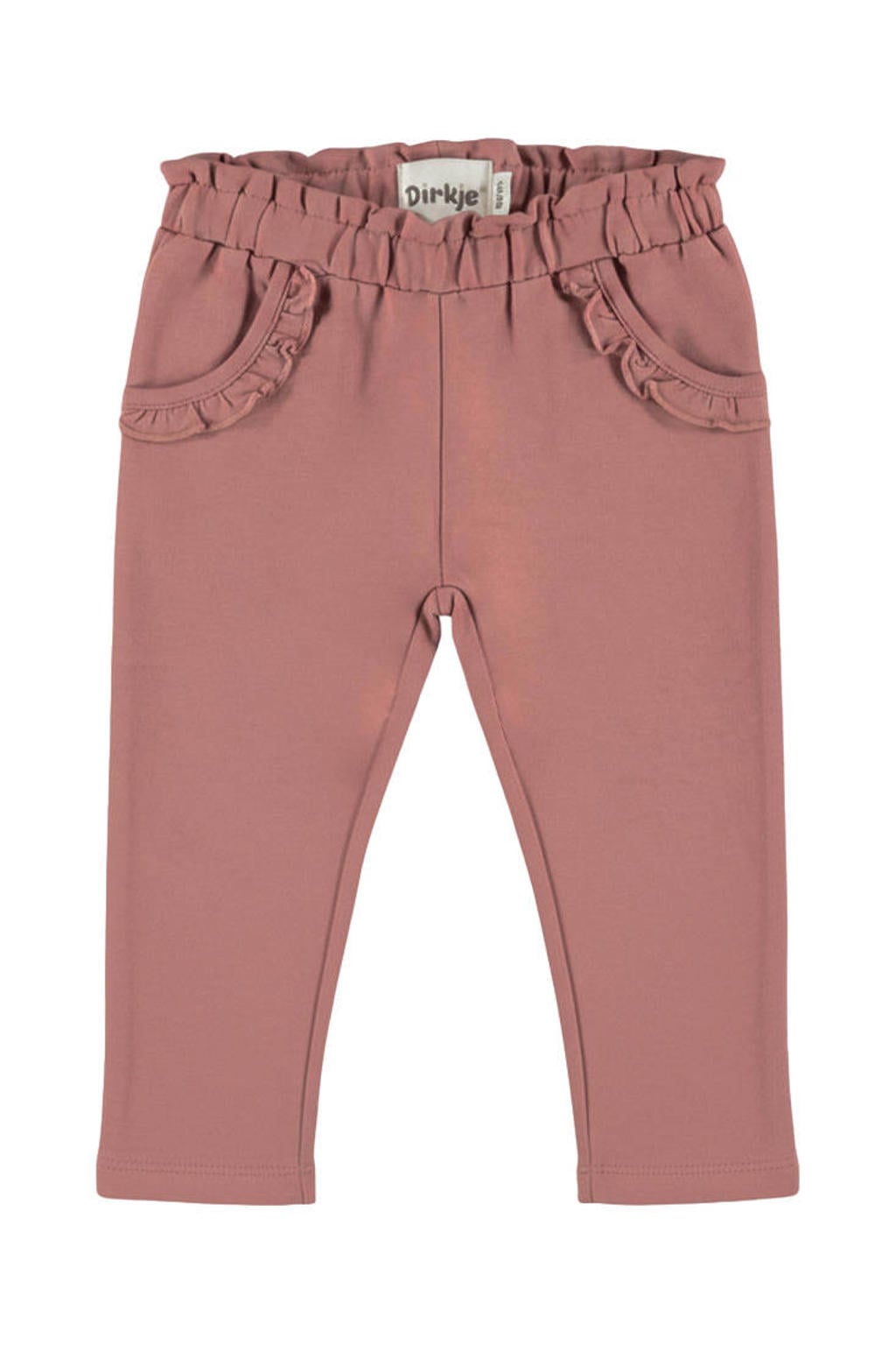 Roze meisjes Dirkje katoenen regular fit baby joggingbroek met elastische tailleband