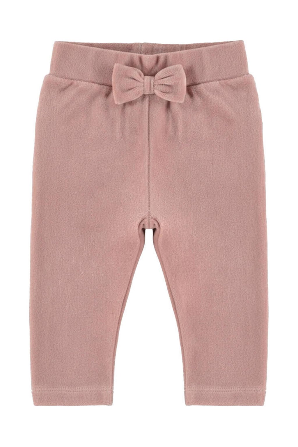 Roze meisjes Dirkje regular fit babybroek van polyester met elastische tailleband en effen