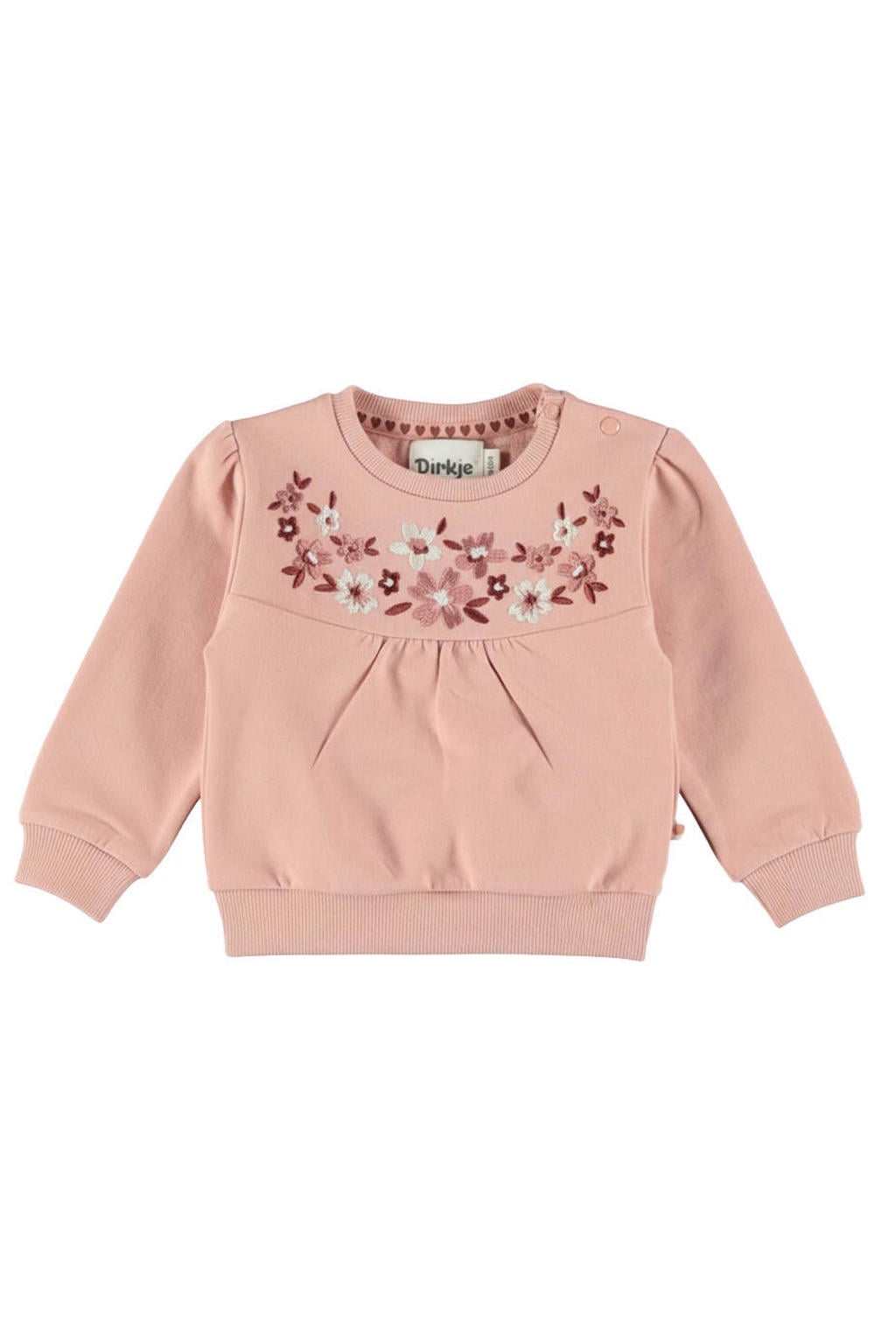 Dirkje rechtvallende sweater met borduursels en print - roze