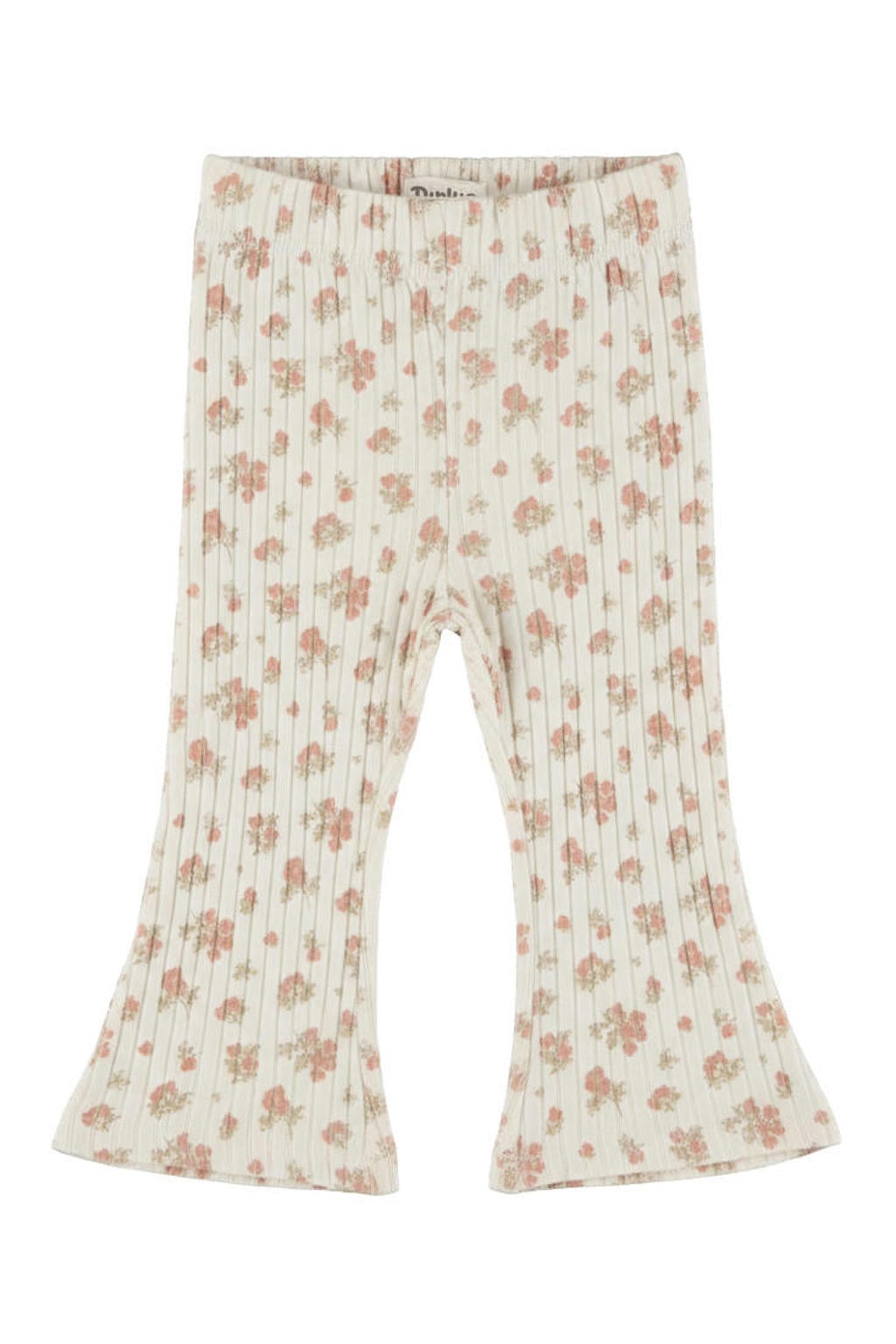 Witte meisjes Dirkje gebloemde flared broek van stretchkatoen met regular waist en elastische tailleband