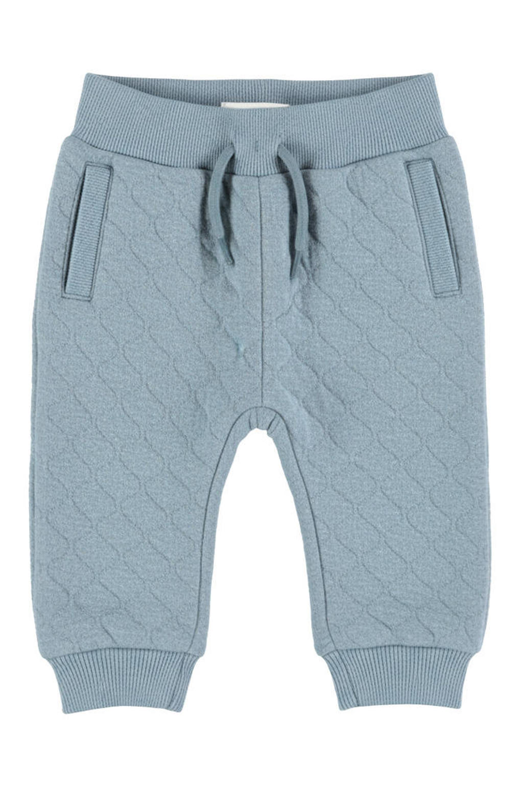 Blauwe jongens Dirkje regular fit joggingbroek van katoen met elastische tailleband en effen