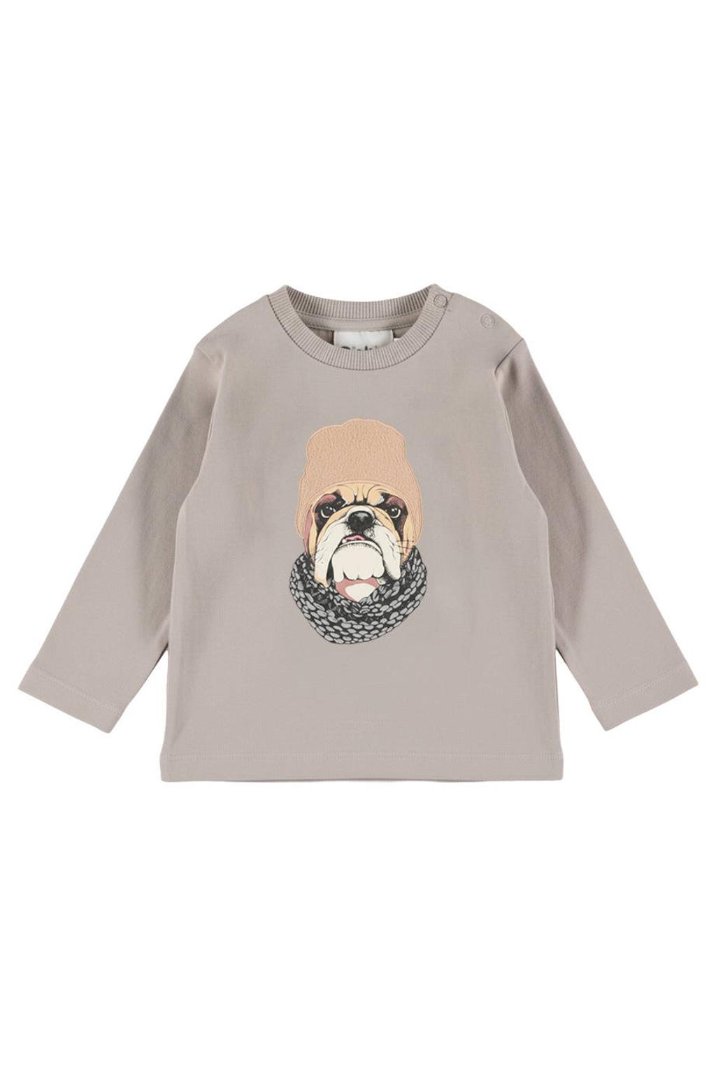 Dirkje rechtvallende longsleeve met print - grijs