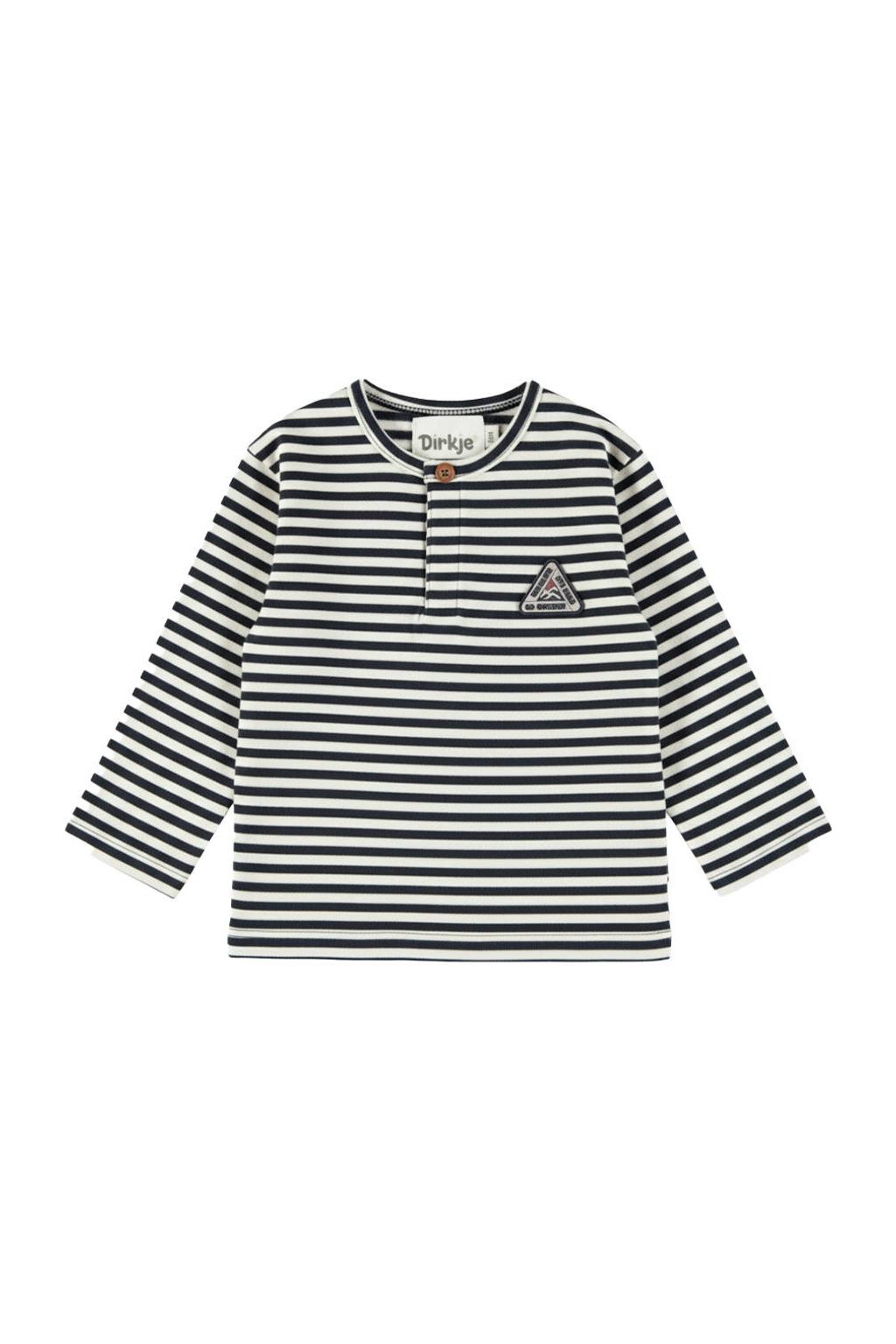 Dirkje rechtvallende gestreepte longsleeve - donkerblauw/wit