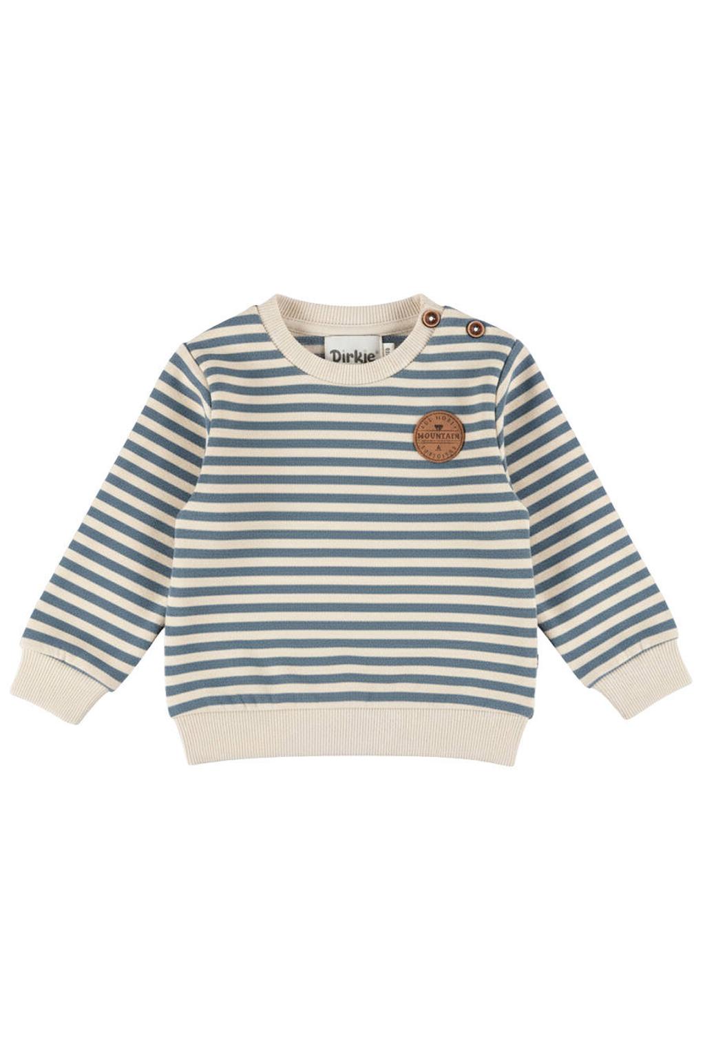 Dirkje rechtvallende gestreepte sweater - blauw/beige