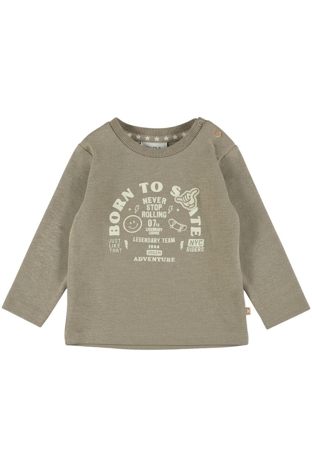 Dirkje rechtvallende longsleeve met print - kaki