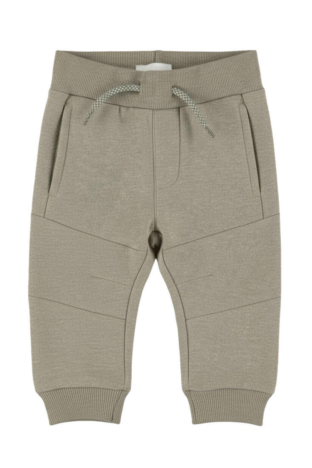 Groene jongens Dirkje regular fit joggingbroek van katoen met elastische tailleband met koord en effen