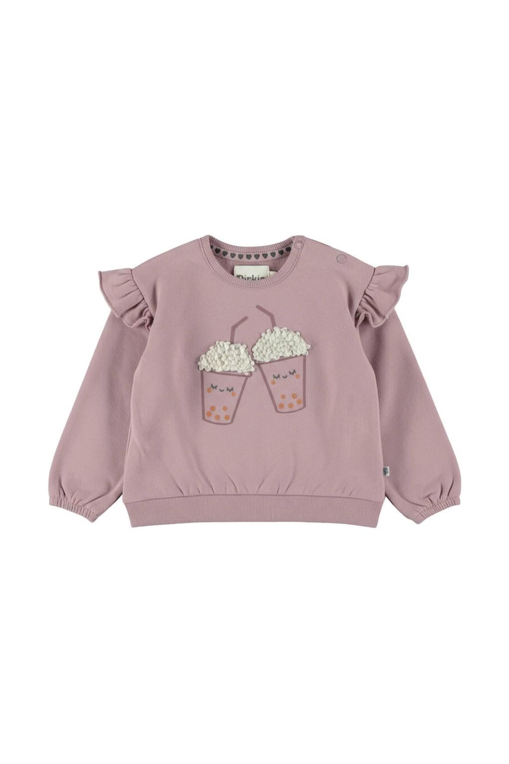 Dirkje oversized sweater met ruches - paars