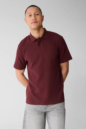 regular polo met textuur donkerrood