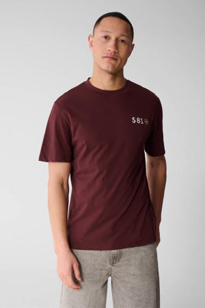 regular T-shirt donkerrood