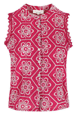 gebloemde blouse broderie roze