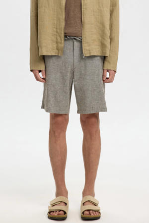 SLHREGULAR-BRODY regular chino short met linnen bruin