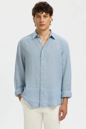 regular linnen overhemd blauw