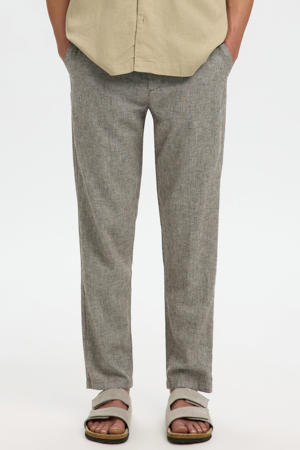 BRODY slim tapered chino met linnen bruin