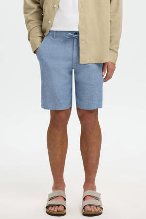 SLHREGULAR-BRODY regular chino short met linnen blauw