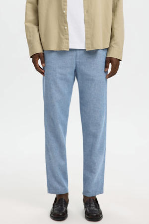 BRODY slim tapered chino met linnen blauw