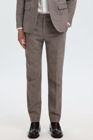 SLHSLIM-OASIS slim pantalon met linnen bruin