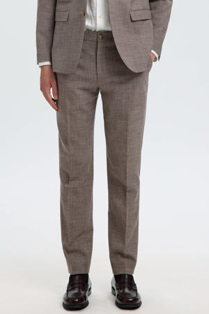 SLHSLIM-OASIS slim pantalon met linnen bruin