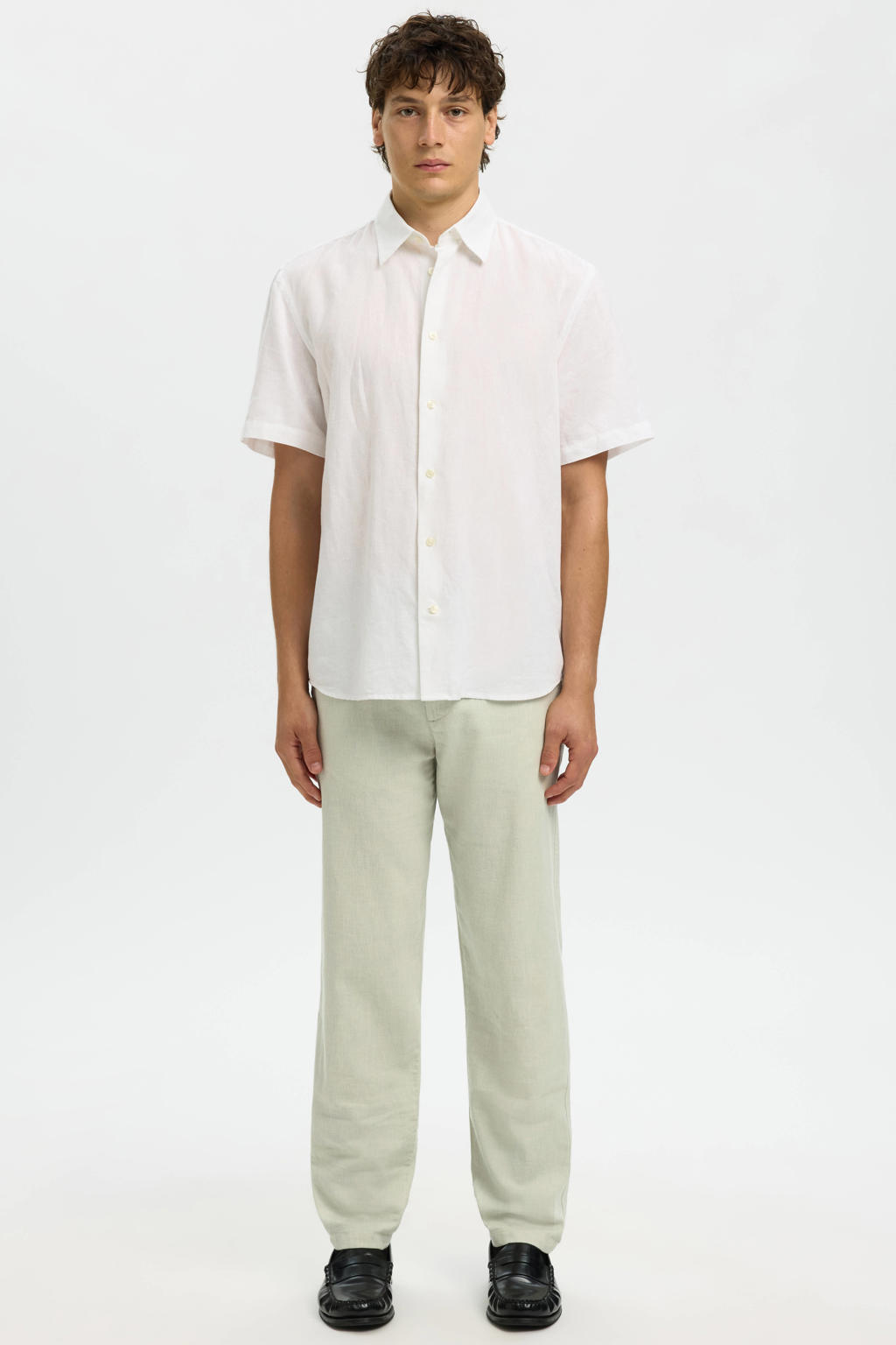 Selected BRODY slim tapered chino met linnen lichtgroen