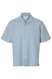 thumbnail: Selected relaxed gestreept casual overhemd met linnen blauw