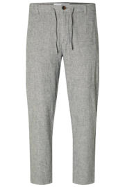 thumbnail: Selected BRODY slim tapered chino met linnen grijsblauw