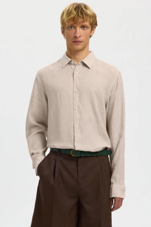 regular linnen overhemd beige