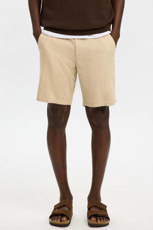 SLHREGULAR-BRODY regular chino short met linnen beige