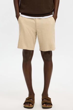 SLHREGULAR-BRODY regular chino short met linnen beige