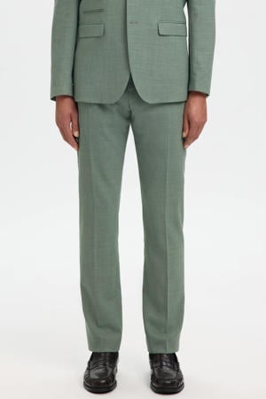 SLHSLIM-OASIS slim pantalon met linnen groen
