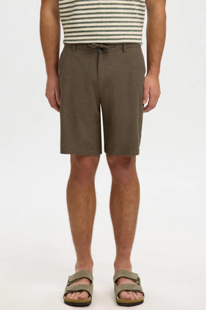 SLHREGULAR-BRODY regular chino short met linnen kaki