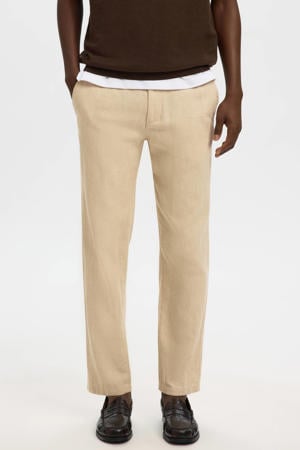 BRODY slim tapered chino met linnen beige