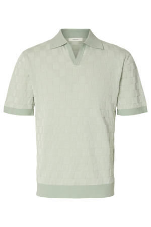 relaxed polo gebreid lichtgroen