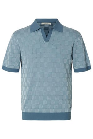 relaxed polo gebreid blauw